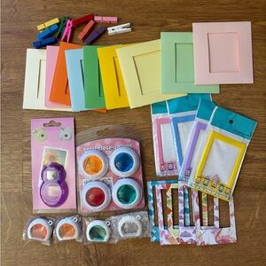 Fuji mini Camera Lens, Photo Frames, magnets,Clips Set - Pastel Assorted